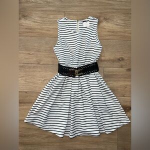 Black and White Striped Dress‎